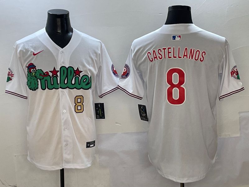 Men Philadelphia Phillies #8 Castellanos White three generations Joint Name Nike 2025 MLB Jersey style 2->philadelphia phillies->MLB Jersey